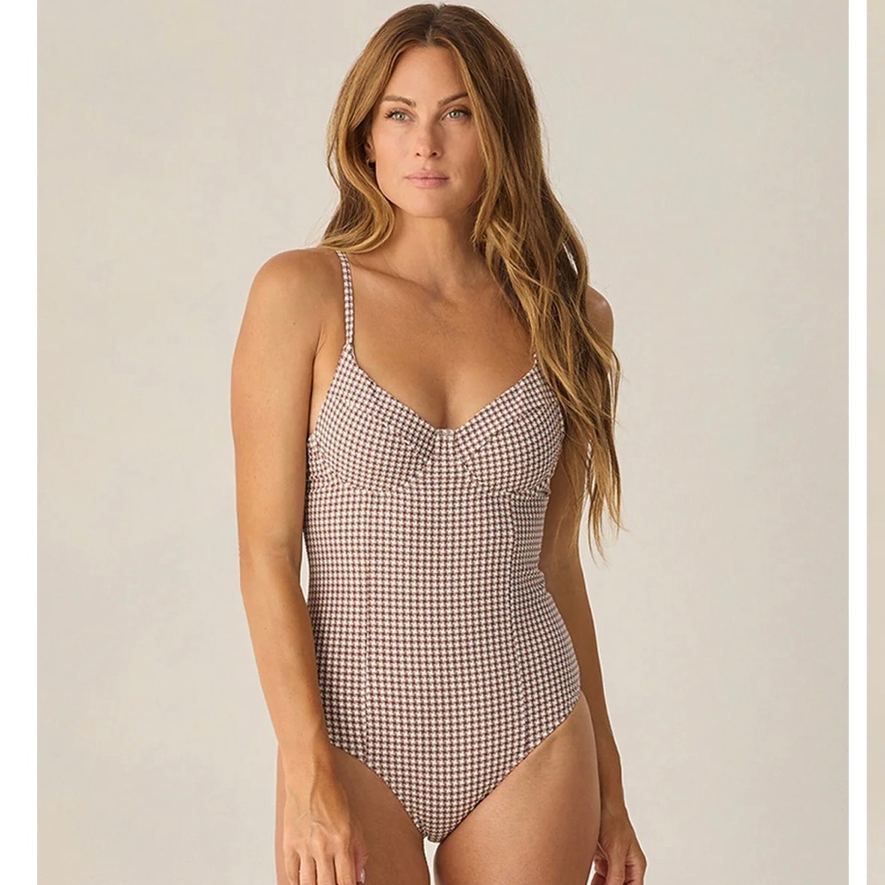 One-Piece Swimsuit in Brown and Cream